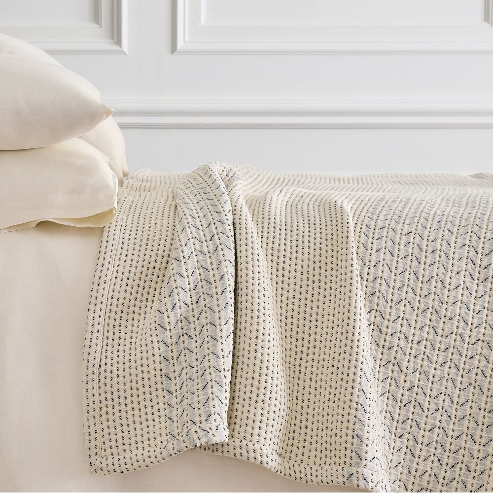 West Elm Mixed Herringbone Blanket King NWOT